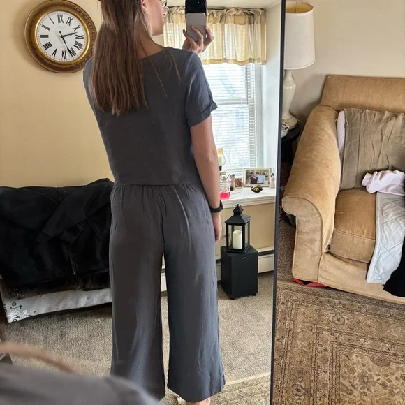 Wide-Leg Jumpsuit Set | Size M | Dark blue grey - Picture 3 of 4